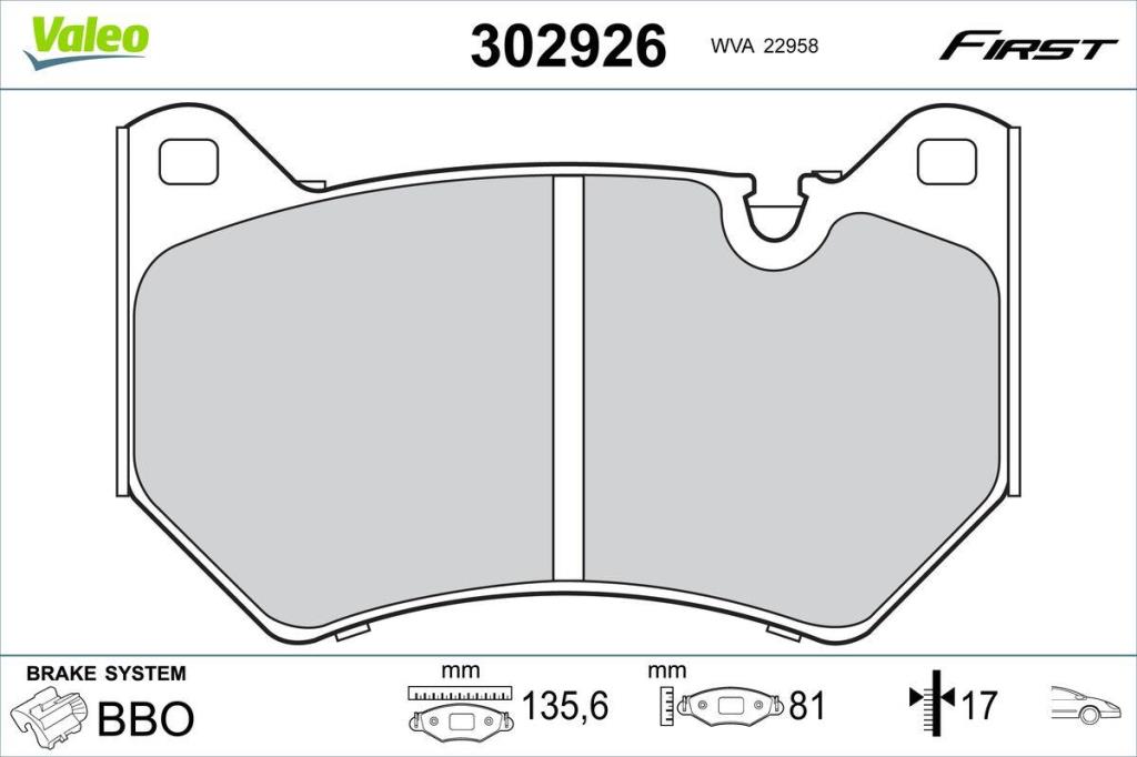 Jogo de 4 pastilhas de travão VALEO ref. 302926